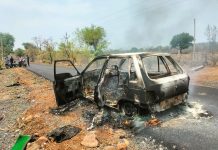 चालत्या कार ला आग, कार जळून खाक.