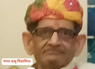 समाजसेवक तथा प्रसिद्ध व्यवसायिक मंगलबाबू चिंडालिया यांचे निधन.
