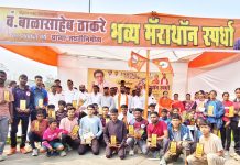 मॅरेथॉन स्पर्धा घेऊन हिंदू हृदय सम्राट बाळासाहेब ठाकरे यांना वणीत अभिवादन.